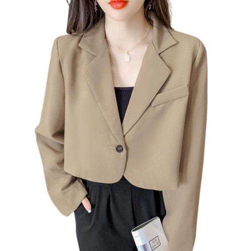 Kadın Kısa  Blazer Ceket - Tek Düğmeli Şık Ofis Stili