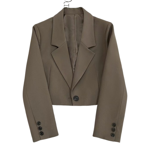 Kadın Kısa  Blazer Ceket - Tek Düğmeli Şık Ofis Stili