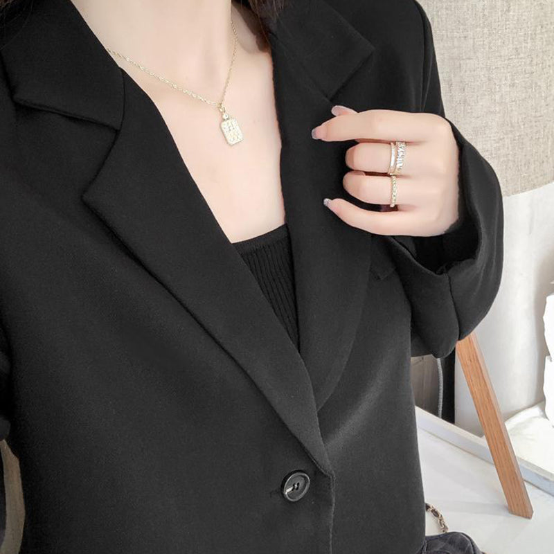 Kadın Kısa  Blazer Ceket - Tek Düğmeli Şık Ofis Stili