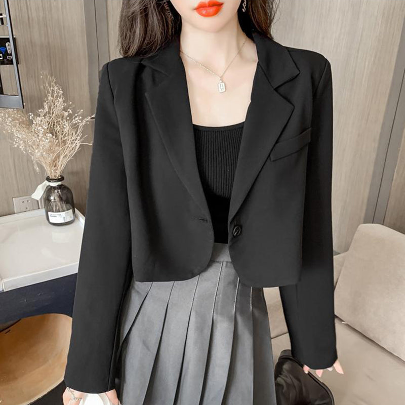 Kadın Kısa  Blazer Ceket - Tek Düğmeli Şık Ofis Stili