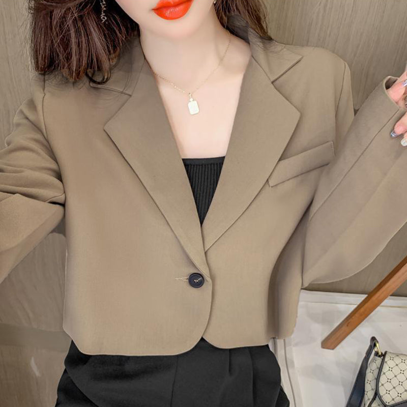 Kadın Kısa  Blazer Ceket - Tek Düğmeli Şık Ofis Stili