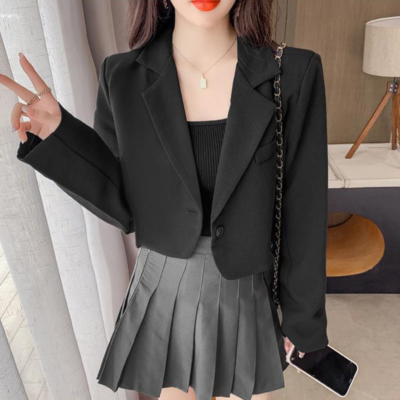 Kadın Kısa  Blazer Ceket - Tek Düğmeli Şık Ofis Stili