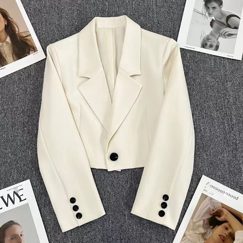 Kadın Kısa  Blazer Ceket - Tek Düğmeli Şık Ofis Stili