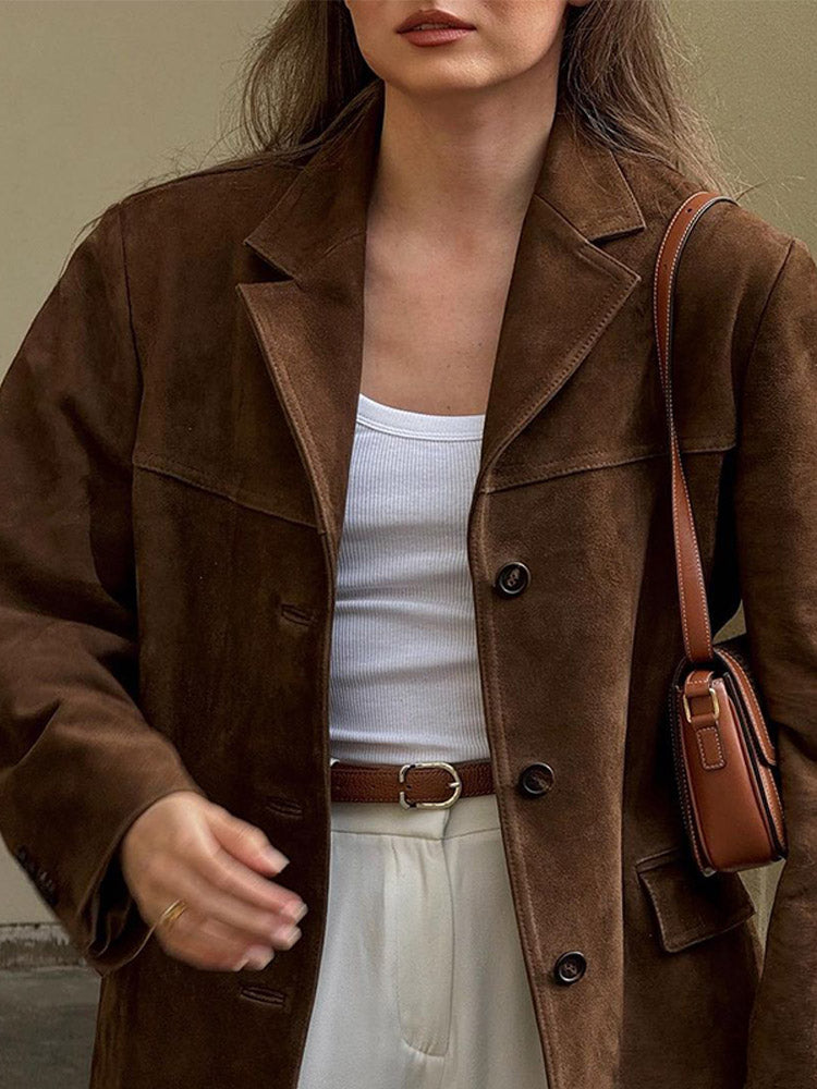 Kadın Kahverengi Oversize Blazer Ceket