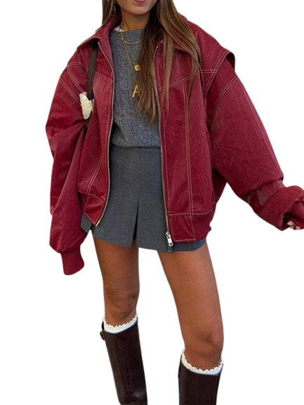Vintage Oversize Deri Ceket – Zamansız Stil ve Rahatlık