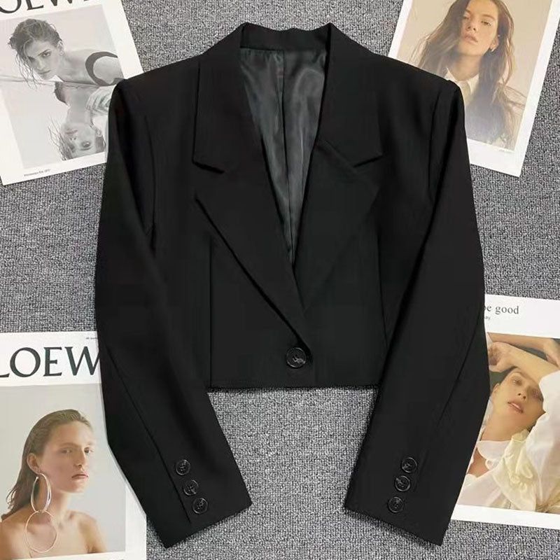 Kadın Kısa  Blazer Ceket - Tek Düğmeli Şık Ofis Stili