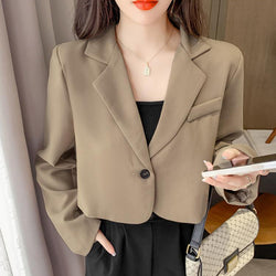 Kadın Kısa  Blazer Ceket - Tek Düğmeli Şık Ofis Stili