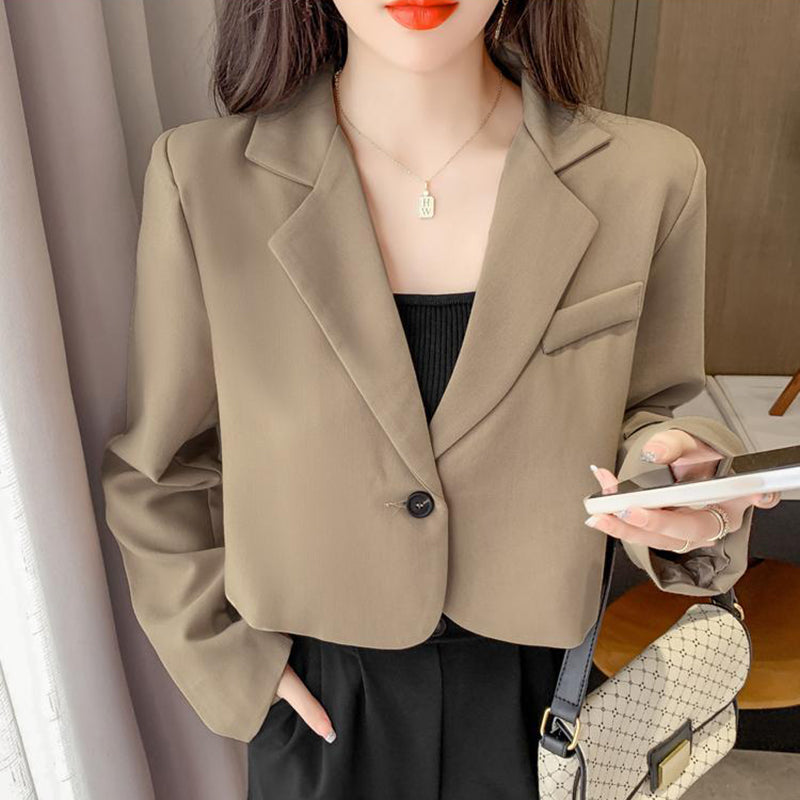 Kadın Kısa  Blazer Ceket - Tek Düğmeli Şık Ofis Stili