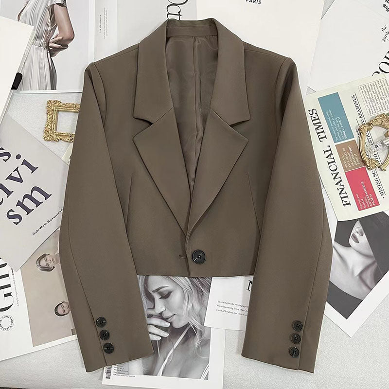 Kadın Kısa  Blazer Ceket - Tek Düğmeli Şık Ofis Stili