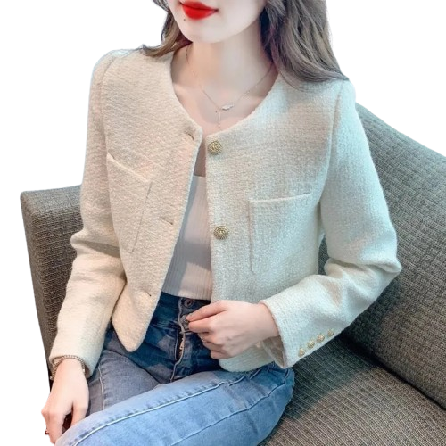 Yüksek Kalite Kadın Kısa Blazer Ceket - Cepli ve Düğmeli Tasarım