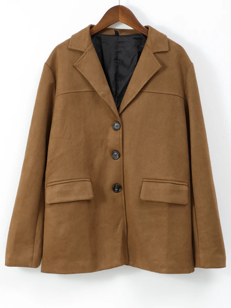 Kadın Kahverengi Oversize Blazer Ceket