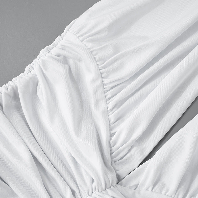 Halter Yaka Drape Detaylı Maxi Elbise