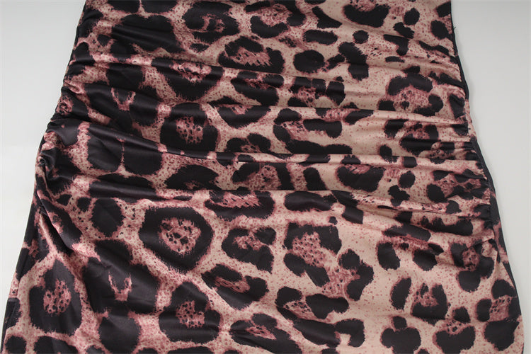 Leopar Desenli Midi Elbise