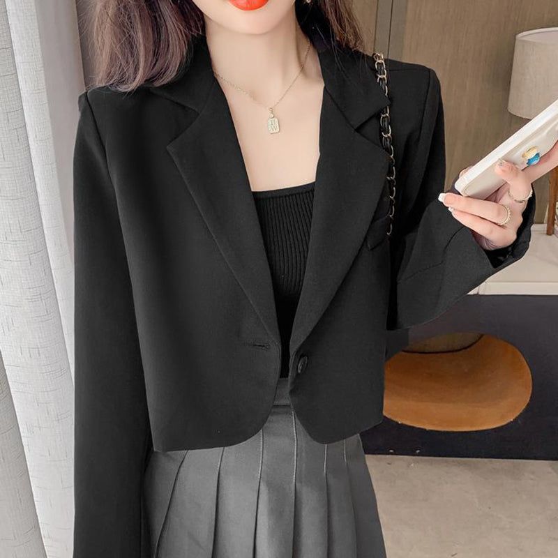 Kadın Kısa  Blazer Ceket - Tek Düğmeli Şık Ofis Stili