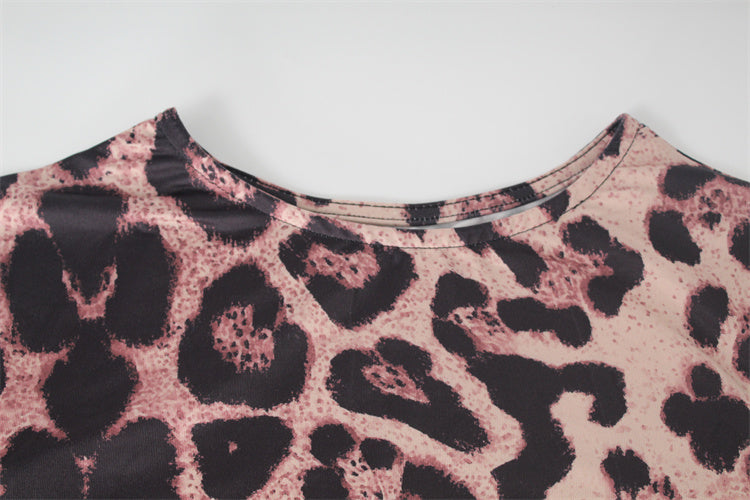 Leopar Desenli Midi Elbise