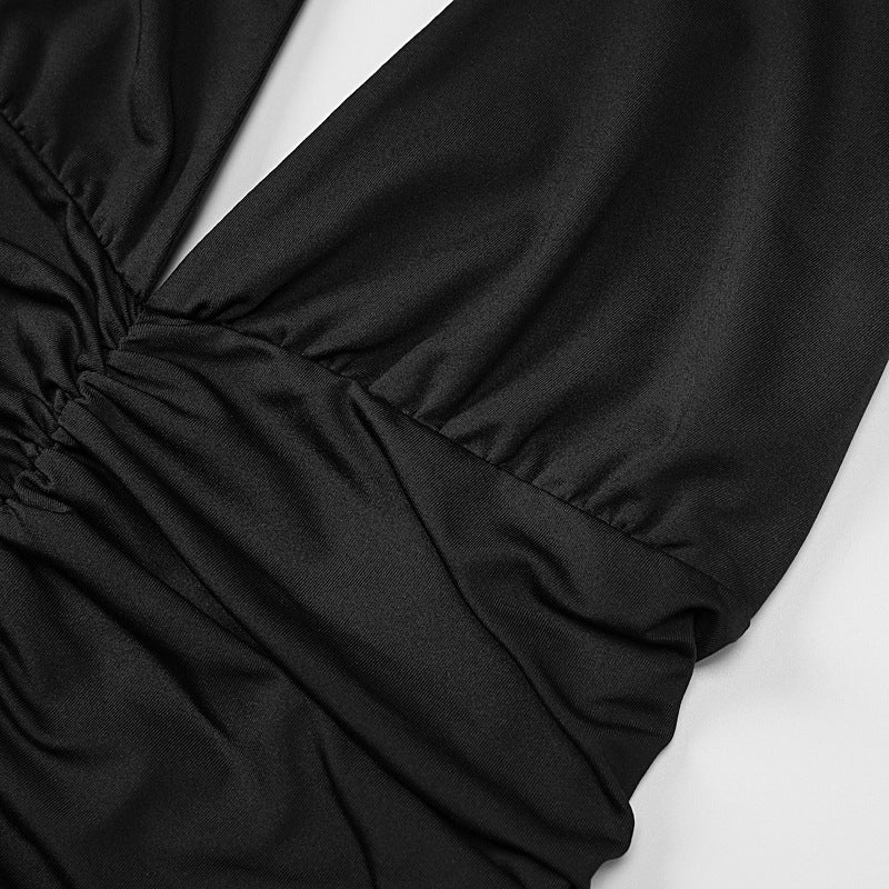 Halter Yaka Drape Detaylı Maxi Elbise